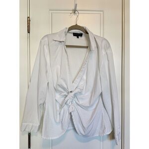 Eloquii White Tie-Front Blouse